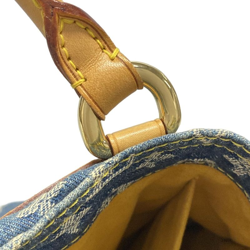 Louis Vuitton Handbag Monogram Denim Flat Shopper M95018 Blue Cotton Leather