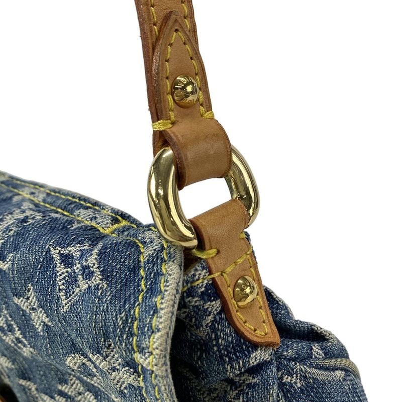 Louis Vuitton Shoulder Bag Monogram Denim Mini Pleated M95050 Blue Cotton