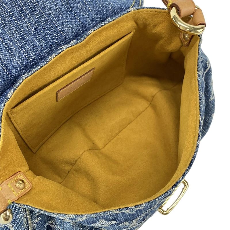 Louis Vuitton Shoulder Bag Monogram Denim Mini Pleated M95050 Blue Cotton