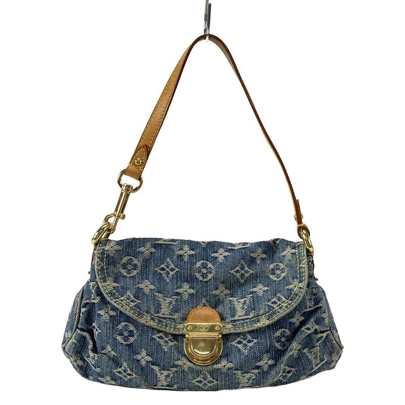 Louis Vuitton Shoulder Bag Monogram Denim Mini Pleated M95050 Blue Cotton