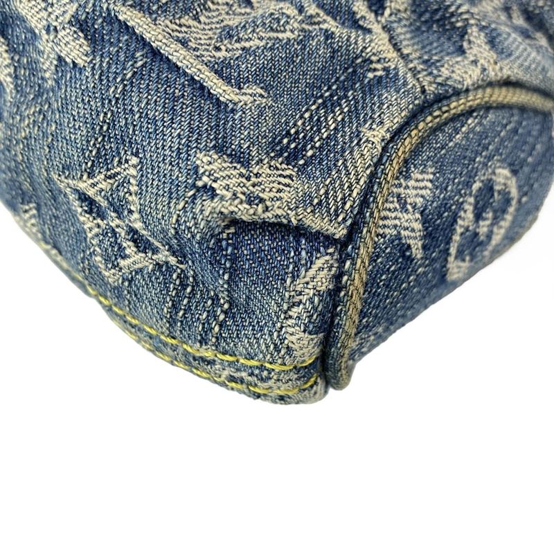 Louis Vuitton Shoulder Bag Monogram Denim Mini Pleated M95050 Blue Cotton