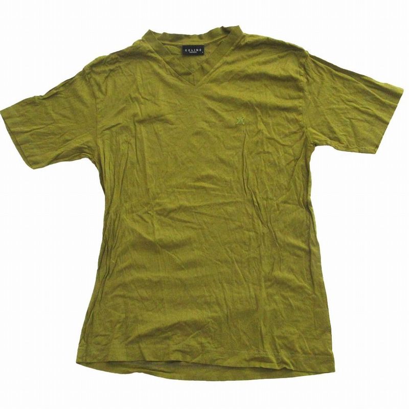 Celine Homme Celine Homme Triomphe Logo Embroidery T-Shirt V-Neck Short Sleeves