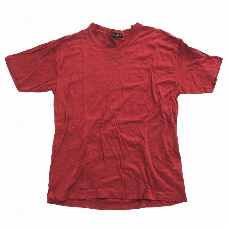 Celine Homme Celine Homme Triomphe Logo Embroidery T-Shirt V-Neck Short Sleeves