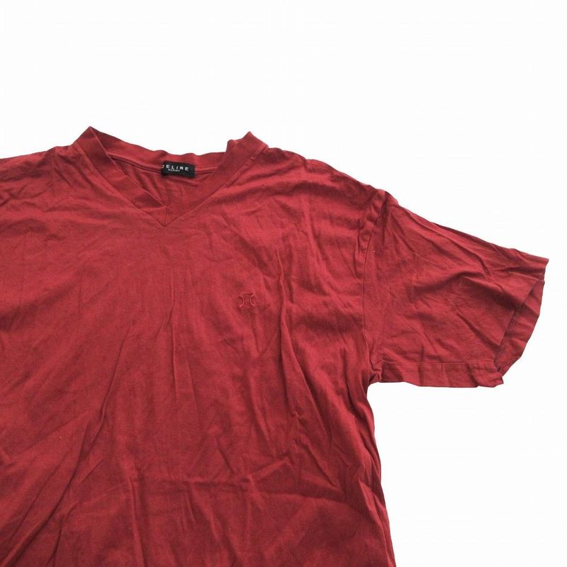 Celine Homme Celine Homme Triomphe Logo Embroidery T-Shirt V-Neck Short Sleeves