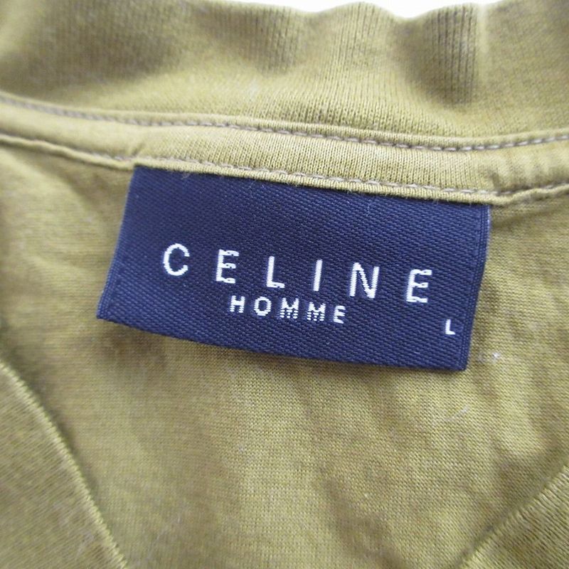 Celine Homme Celine Homme Triomphe Logo Embroidery T-Shirt V-Neck Short Sleeves