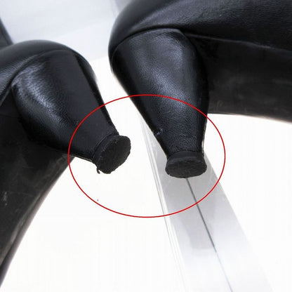 Prada Long Boots Leather Center Seam Side Zip Silver Buckle Belt 37 24cm