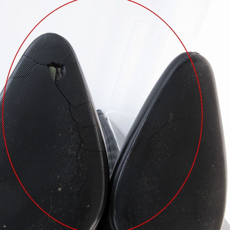 Prada Long Boots Leather Center Seam Side Zip Silver Buckle Belt 37 24cm