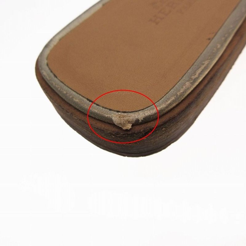 Hermes Oran Sandals Mules Gold Leather Flat Slides Made in Italy Size 34.5