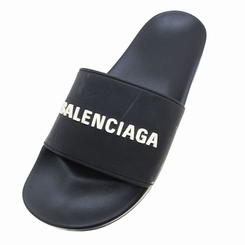 Balenciaga Shower Sandals Logo Slide Bee Sandals Size 27.5cm (10.83in) Black
