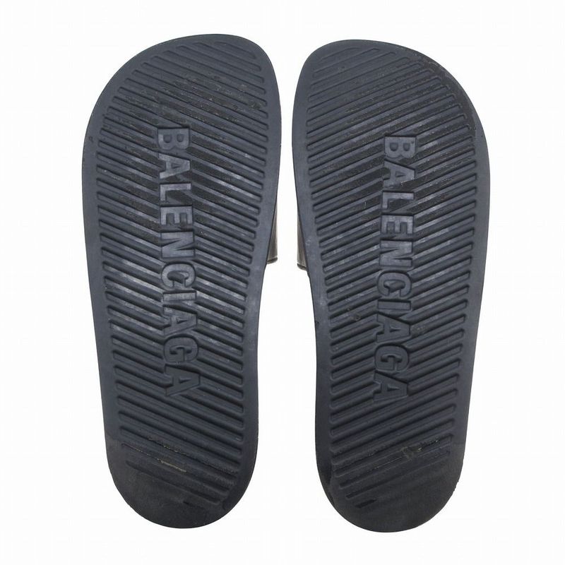 Balenciaga Shower Sandals Logo Slide Bee Sandals Size 27.5cm (10.83in) Black