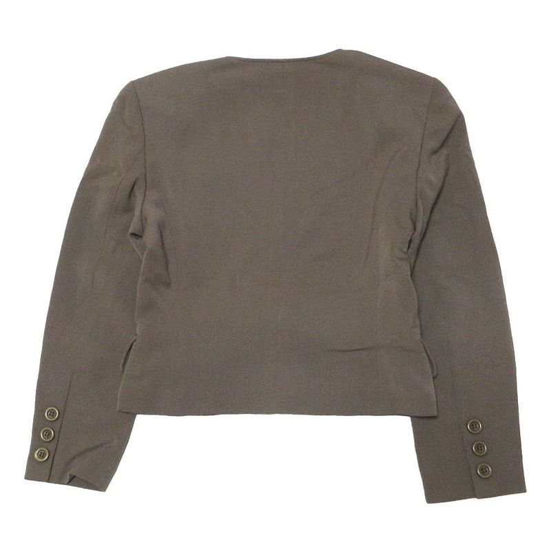 Christian Dior Prêt-À-Porter Wool Collarless Jacket V-Neck Long Sleeves Brown M