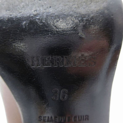 Hermes Leather Long Boots Heels H Logo Belt Made in Italy Shoes Size 36 22.5cm