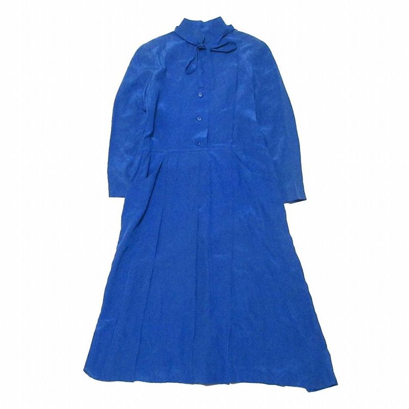 Christian Dior Prêt-À-Porter Vintage Silk Bow Tie Shirt Dress Long Sleeves Knee