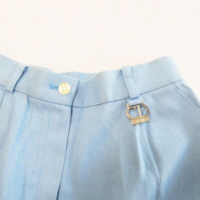 Christian Dior Back Logo Embroidery Logo Hardware 1 Tuck Tapered Pants Light