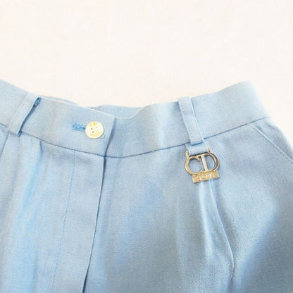 Christian Dior Back Logo Embroidery Logo Hardware 1 Tuck Tapered Pants Light