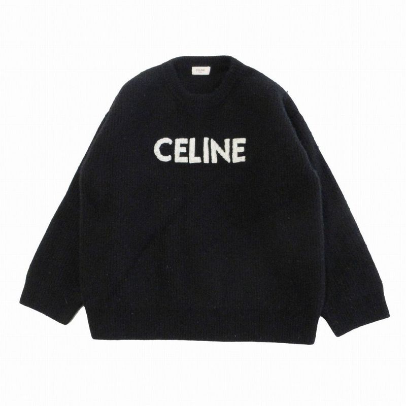Celine Oversize D Logo Crewneck Sweater 2a19r423p Size L Women's Black Tnt