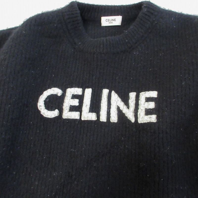 Celine Oversize D Logo Crewneck Sweater 2a19r423p Size L Women's Black Tnt