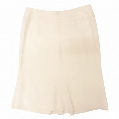 00s Chanel Skirt Knee Length 100% Silk Coco Mark One Point Logo 04p P23205 38m