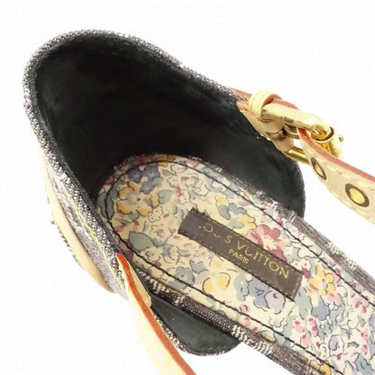 Louis Vuitton Monogram Denim Sandals Patchwork Ankle Strap High Heel 23cm