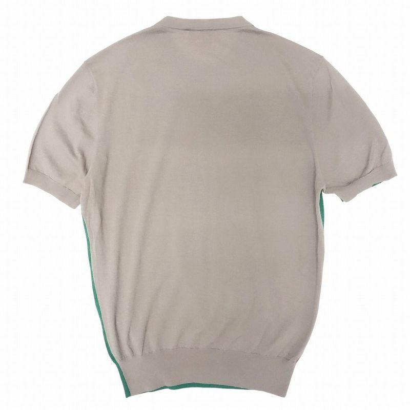 Hermes Knit Sweater Short Sleeve Bicolor Cut Line Crewneck Light Hand Tops S