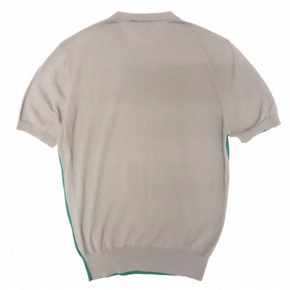 Hermes Knit Sweater Short Sleeve Bicolor Cut Line Crewneck Light Hand Tops S