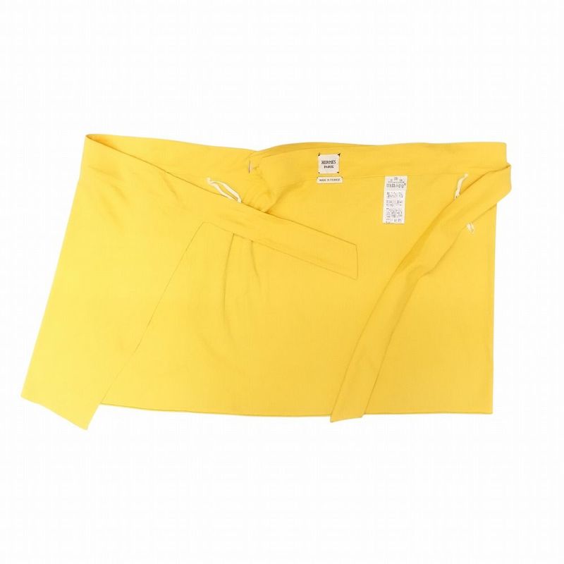 Hermes Wrap Around Mini Skirt Belt H Logo Cotton Bottoms Made in France 38 M