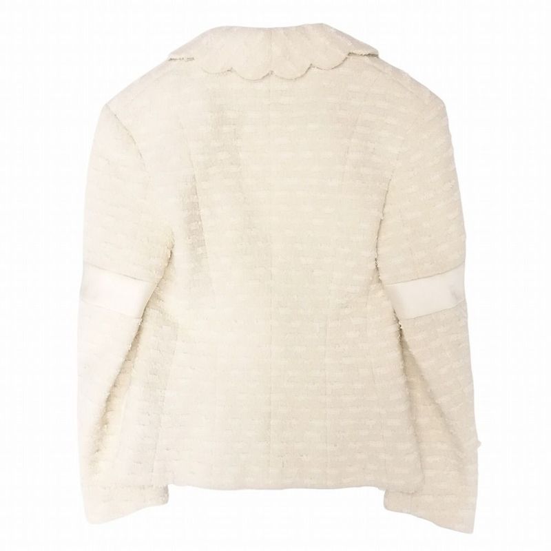 Chanel Coco Mark Scalloped Collar Tweed Jacket P65277v60987 Women's Ivory Size