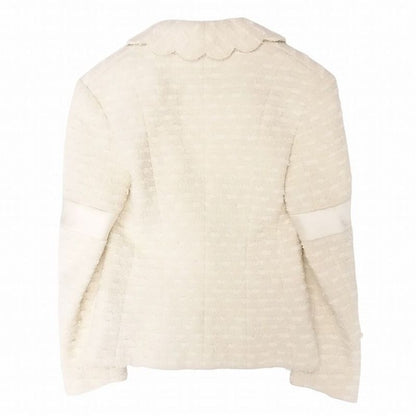 Chanel Coco Mark Scalloped Collar Tweed Jacket P65277v60987 Women's Ivory Size