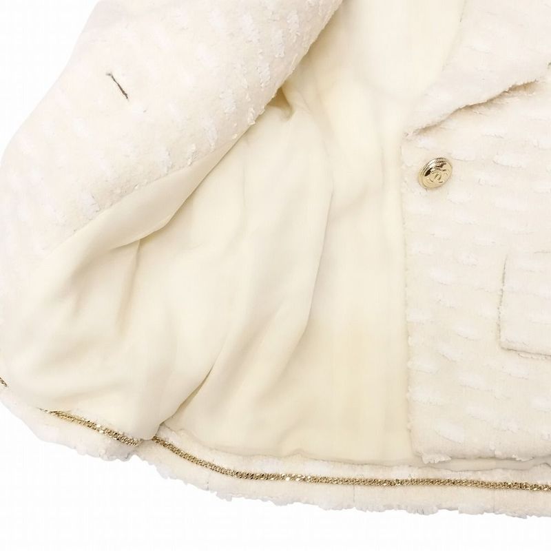 Chanel Coco Mark Scalloped Collar Tweed Jacket P65277v60987 Women's Ivory Size