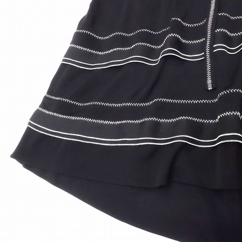 00s Chanel Long Skirt Maxi Length Gathered Stitching with Logo Plate 02p P19153