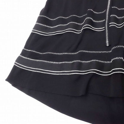 00s Chanel Long Skirt Maxi Length Gathered Stitching with Logo Plate 02p P19153