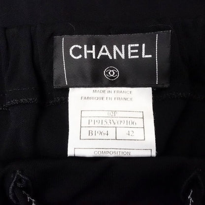 00s Chanel Long Skirt Maxi Length Gathered Stitching with Logo Plate 02p P19153