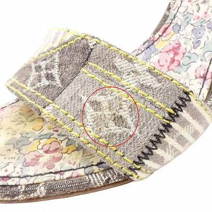 Louis Vuitton Monogram Denim Sandals Patchwork Ankle Strap High Heel 23cm