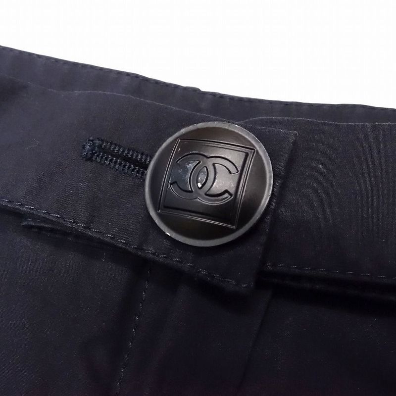 00s Chanel Sport Line Shorts Half Length Cotton Belt Coco Mark 08p 38 M Navy