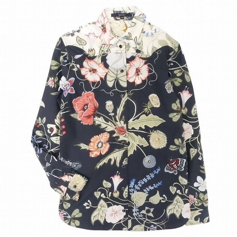 Gucci Botanical Flower Floral Shirt Blouse Long Sleeve Chris Knight Flora Top