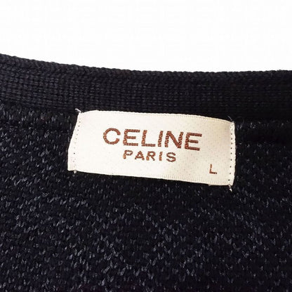 Celine Vintage Triomphe Logo Macadam Pattern Knit Cardigan Wool Silk Long