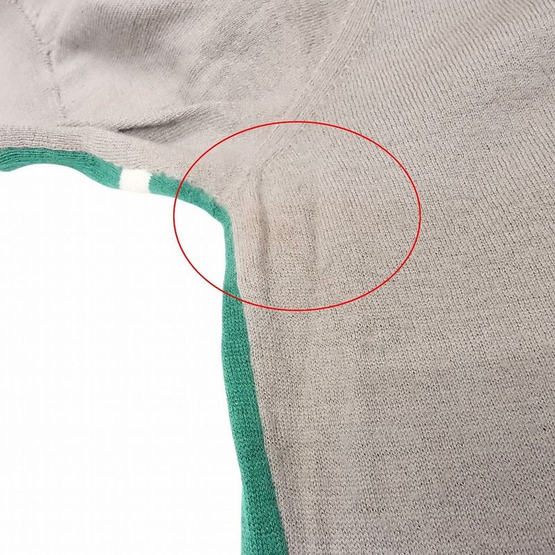 Hermes Knit Sweater Short Sleeve Bicolor Cut Line Crewneck Light Hand Tops S