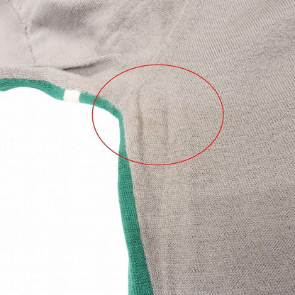 Hermes Knit Sweater Short Sleeve Bicolor Cut Line Crewneck Light Hand Tops S