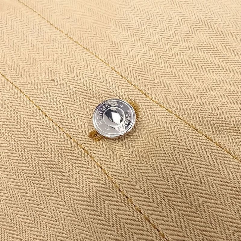Hermes 24aw 4h0553di Herringbone Pattern Denim Dress Serie Button Beige Size XS