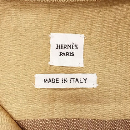 Hermes 24aw 4h0553di Herringbone Pattern Denim Dress Serie Button Beige Size XS