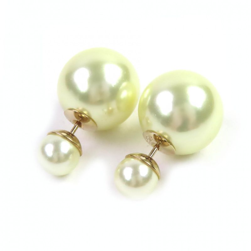 DIOR E0078midrs Tribales Tribal Faux Pearl Earrings For Both Ears White Gold