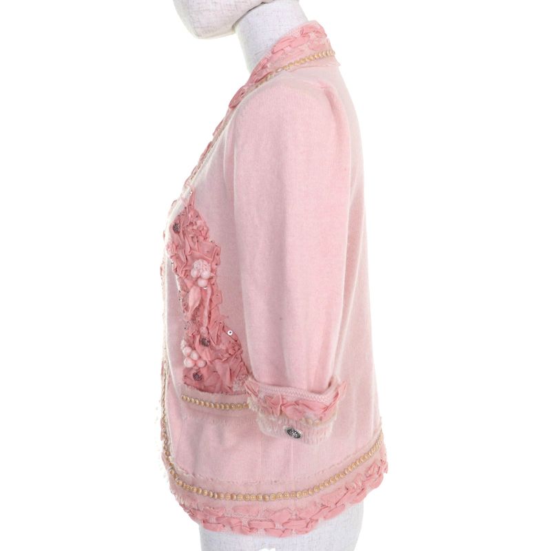 CHANEL P37887 Cashmere 100% Lion Coco Mark Part Sequins Embellishment Design