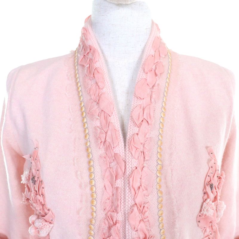 CHANEL P37887 Cashmere 100% Lion Coco Mark Part Sequins Embellishment Design