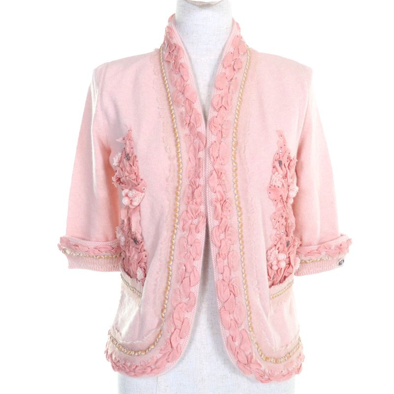 CHANEL P37887 Cashmere 100% Lion Coco Mark Part Sequins Embellishment Design