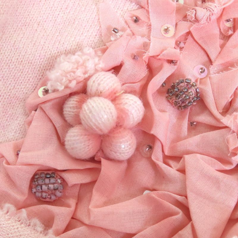 CHANEL P37887 Cashmere 100% Lion Coco Mark Part Sequins Embellishment Design