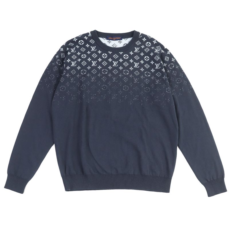 Louis Vuitton 24SS Gradient Monogram Gradient Cotton Knit Grey XL Made In Italy