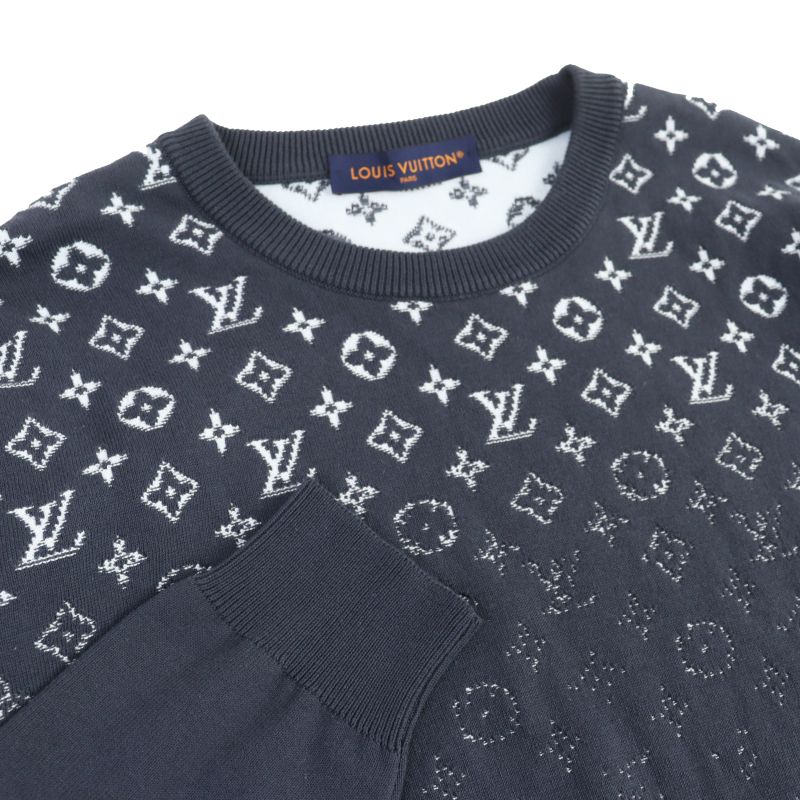 Louis Vuitton 24SS Gradient Monogram Gradient Cotton Knit Grey XL Made In Italy