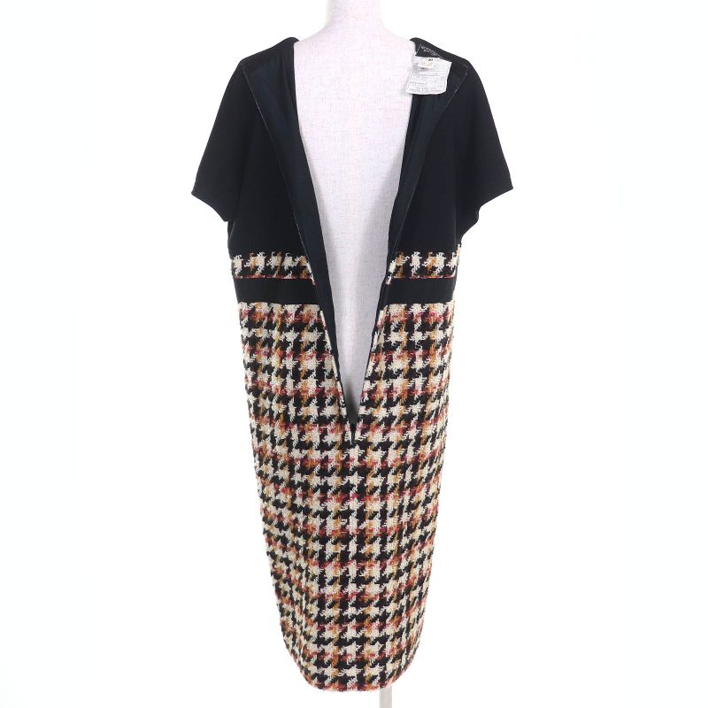 CHANEL Vintage 100% Wool 90's Coin Button Checkered Jacket Dress