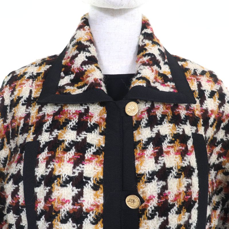 CHANEL Vintage 100% Wool 90's Coin Button Checkered Jacket Dress