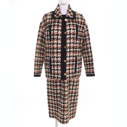 CHANEL Vintage 100% Wool 90's Coin Button Checkered Jacket Dress